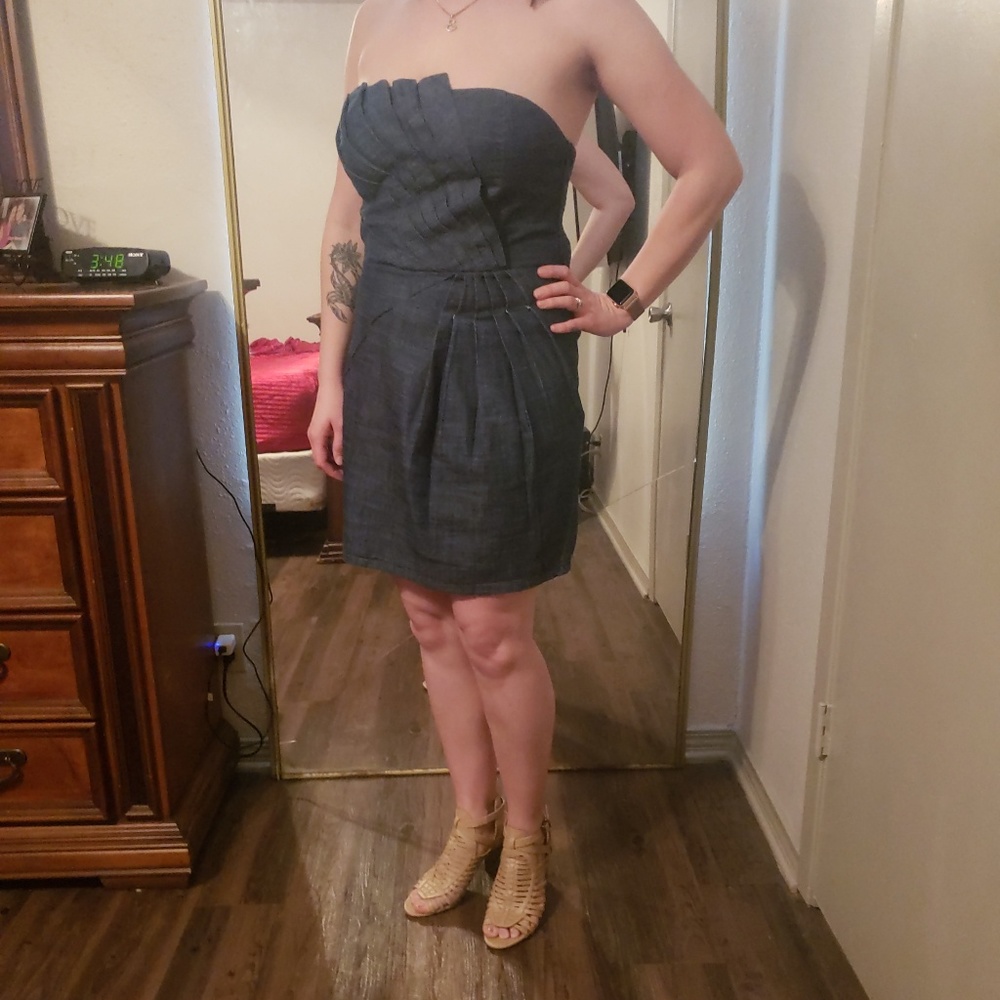 Arden B strapless denim like material dress